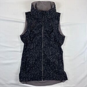 Lululemon Go The Distance Black Speckled Athletic Hoodie Vest Size 4